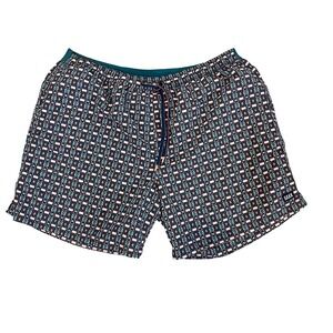 SAXX Cannonball 2N1 Volley Swim Shorts Geometric Blue Orange Liner - Size XXL